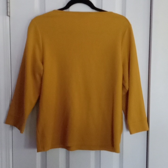 Yellow Ribbed Sweater with Button Details - Picture 4 of 4